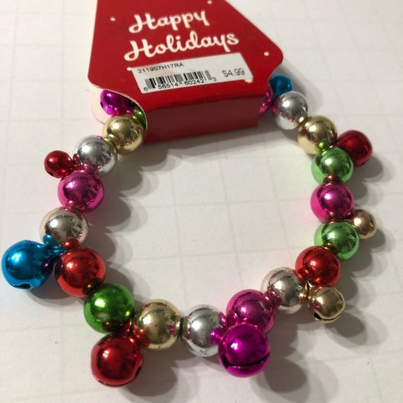 Happy Holidays bracelets bangles bells multi color silver set of 2 new sets jewe - Picture 7 of 10